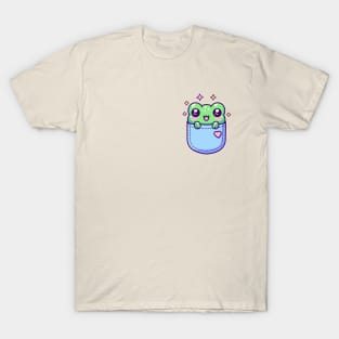 Kawaii Frog in Pocket Funny Toad Lover T-Shirt